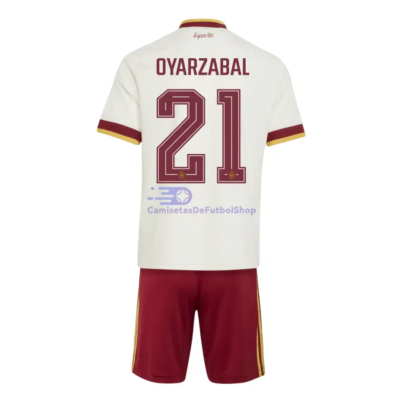 Camiseta Oyarzabal 21 España Mundial 2026 2ª Equipación Blanco/Rojo Niño Kit