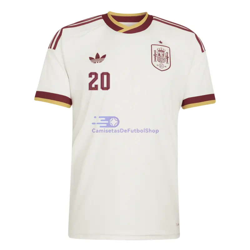 Camiseta Pedri 20 España Mundial 2026 2ª Equipación Blanco/Rojo