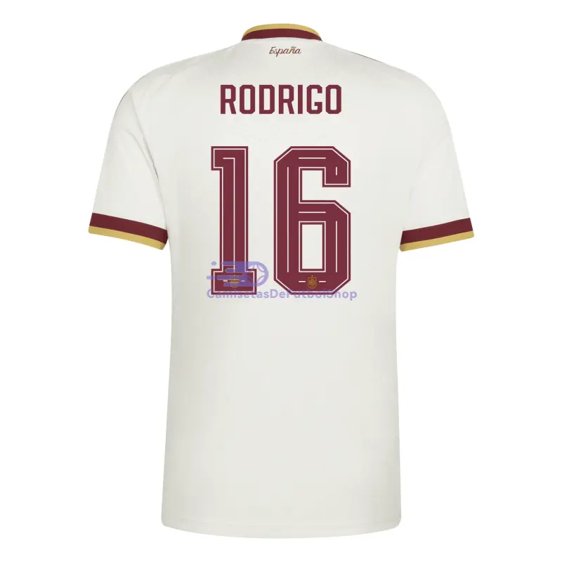 Camiseta Rodrigo 16 España Mundial 2026 2ª Equipación Blanco/Rojo