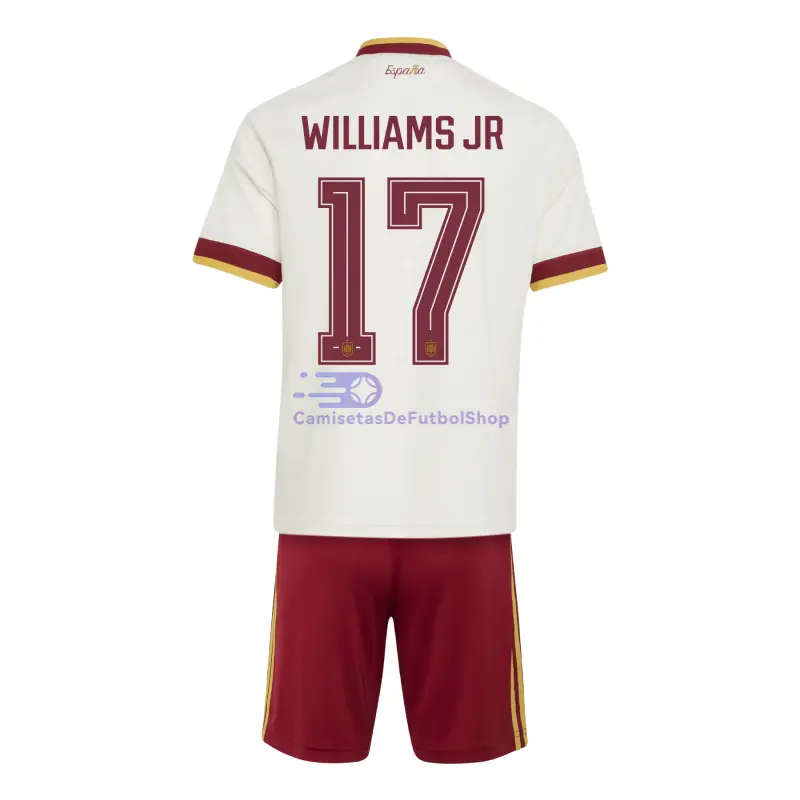 Camiseta Williams Jr 17 España Mundial 2026 2ª Equipación Blanco/Rojo Niño Kit