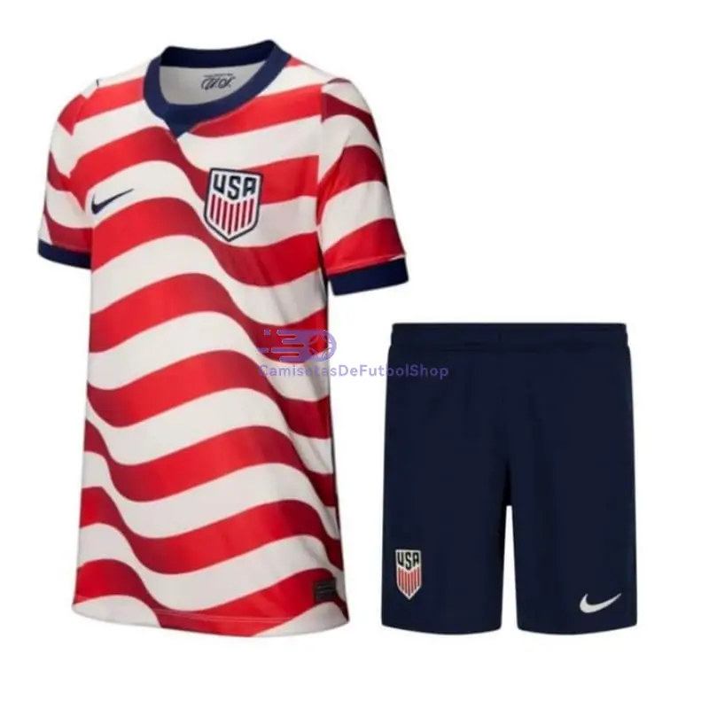 Camiseta EE.UU Mundial 2026 1ª Equipación Rojo/Blanco Niño Kit