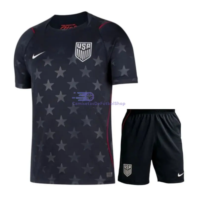 Camiseta EE.UU Mundial 2026 2ª Equipación Negro Obsidiana Niño Kit