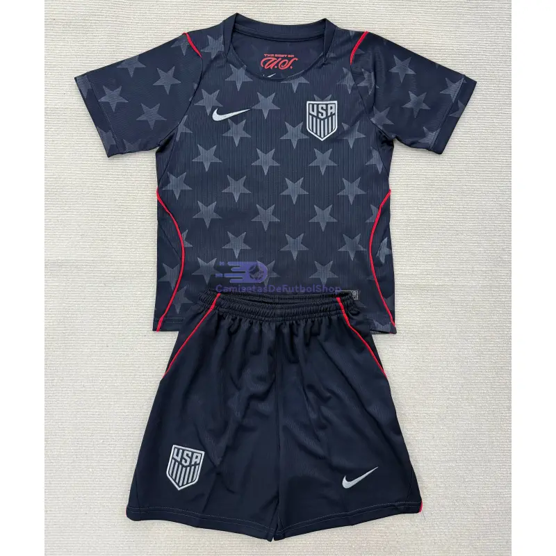 Camiseta EE.UU Mundial 2026 2ª Equipación Negro Obsidiana Niño Kit