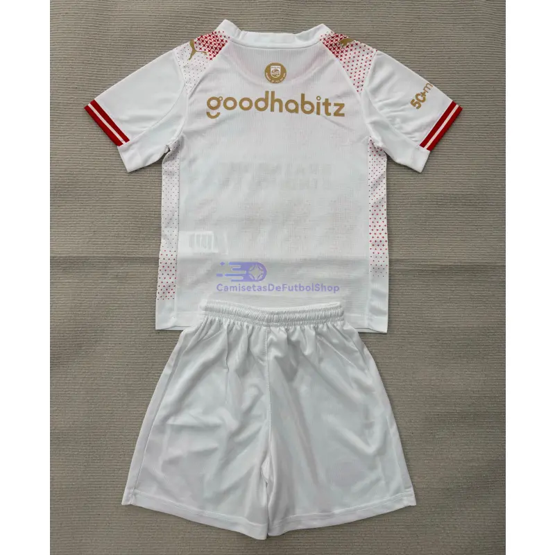 Camiseta PSV Eindhoven 2025/2026 4ª Equipación Blanco/Rojo Niño Kit