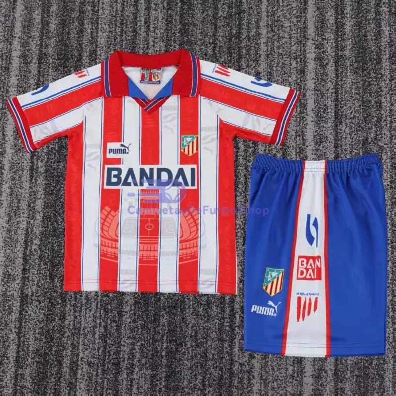 Camiseta Atletico de Madrid 1ª Equipación Retro 1996/1997 Rojo/Blanco Niño Kit