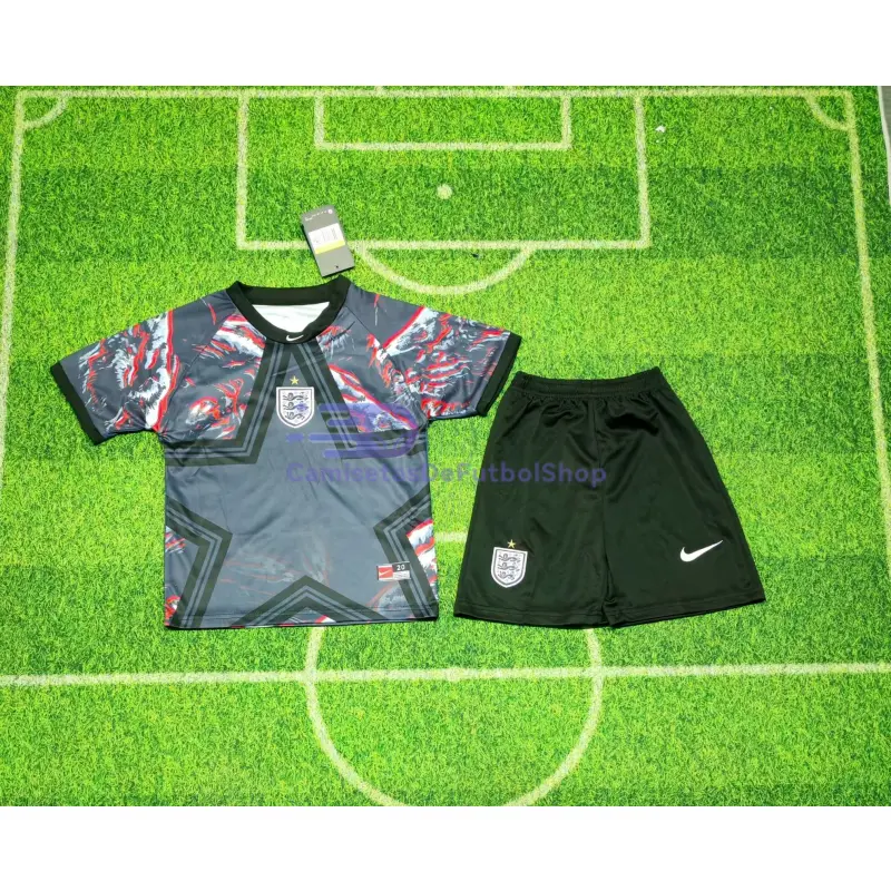 Camiseta de Portero Inglaterra Hollywood Mundial 2026 Negro Niño Kit