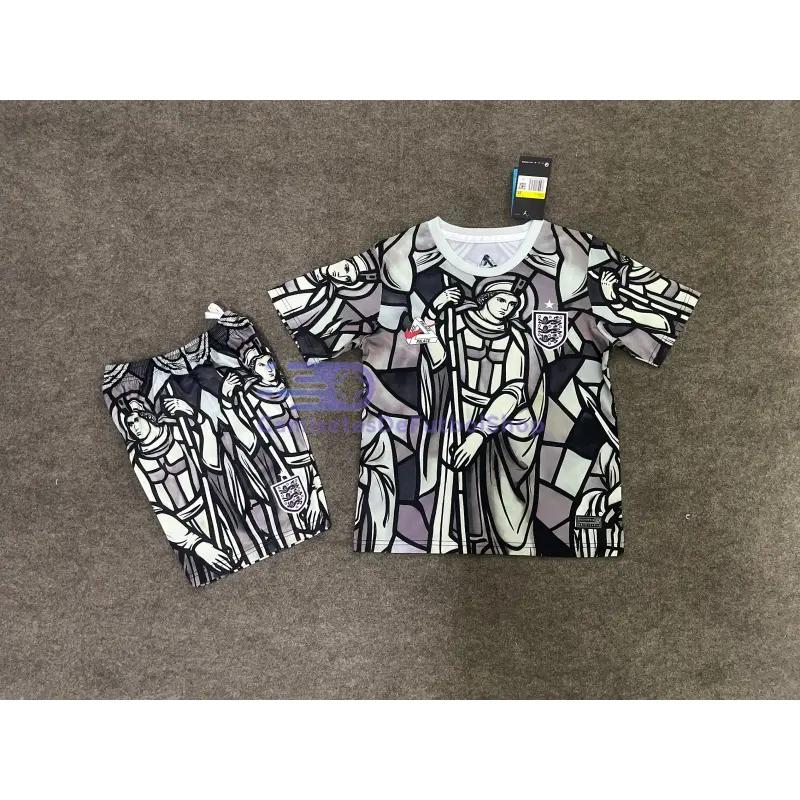 Camiseta Inglaterra x Palace 2026 Edición Especial Negro/Gris/Blanco Niño Kit