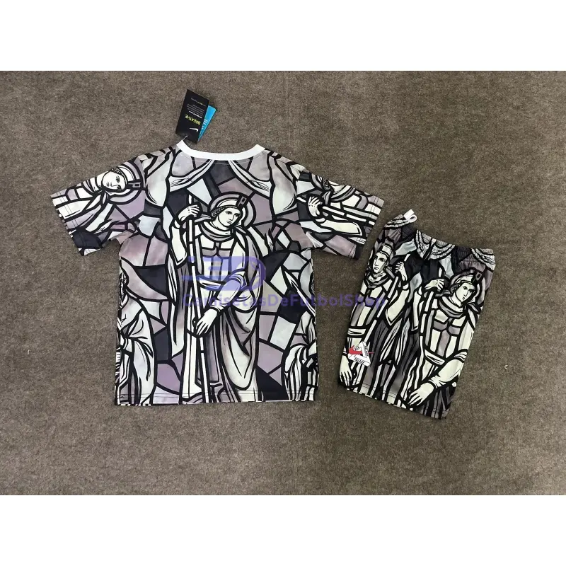 Camiseta Inglaterra x Palace 2026 Edición Especial Negro/Gris/Blanco Niño Kit