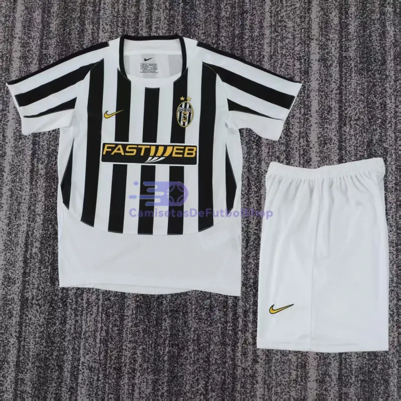 Camiseta Juventus 1ª Equipación Retro 2003/2004 Blanco/Negro Niño Kit