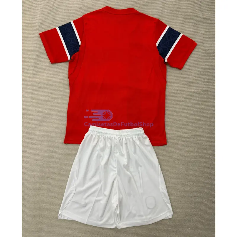 Camiseta Noruega Mundial 2026 1ª Equipación Rojo/Azul Niño Kit