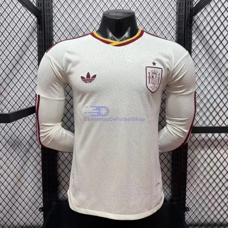 Camiseta España Mundial 2026 2ª Equipación ML Blanco/Rojo (EDICIÓN JUGADOR)