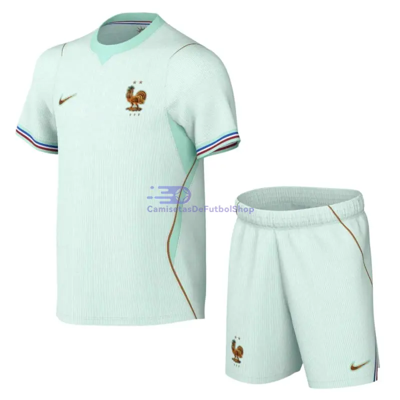 Camiseta Francia Mundial 2026 2ª Equipación Verde Menta Niño Kit