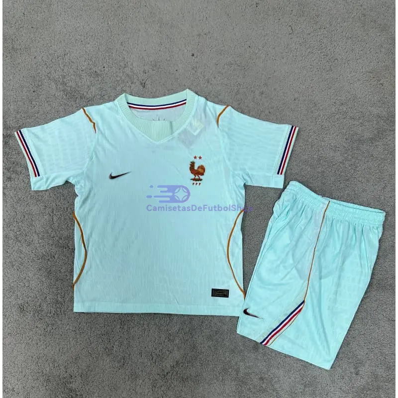 Camiseta Francia Mundial 2026 2ª Equipación Verde Menta Niño Kit