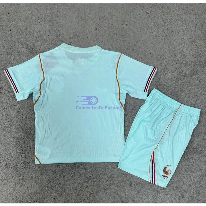 Camiseta Francia Mundial 2026 2ª Equipación Verde Menta Niño Kit