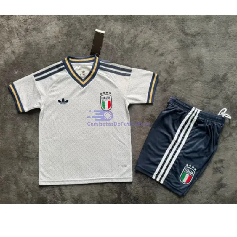 Camiseta Italia Mundial 2026 2ª Equipación Blanco Niño Kit