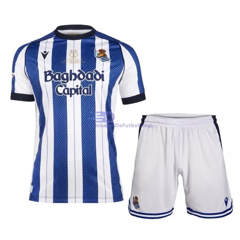 Camiseta Real Sociedad 2025/2026 1ª equipación Edición Final Copa del Rey Niño Kit con Parche La Liga