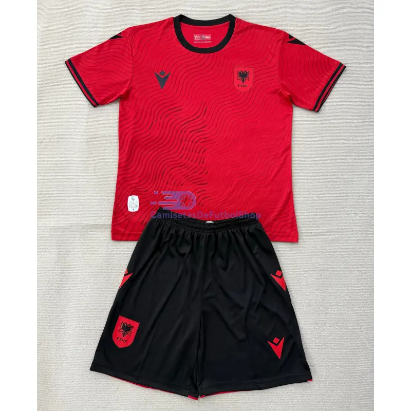 Camiseta Albania Mundial 2026 1ª Equipación Rojo Niño Kit