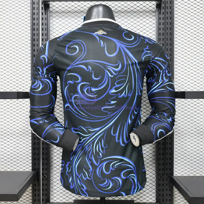 Camiseta Argentina Mundial 2026 2ª Equipación ML Negro/Azul con FIFA2022 (EDICIÓN JUGADOR)