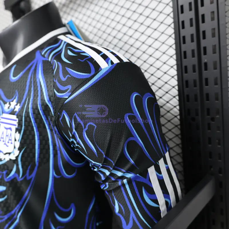 Camiseta Argentina Mundial 2026 2ª Equipación ML Negro/Azul con FIFA2022 (EDICIÓN JUGADOR)