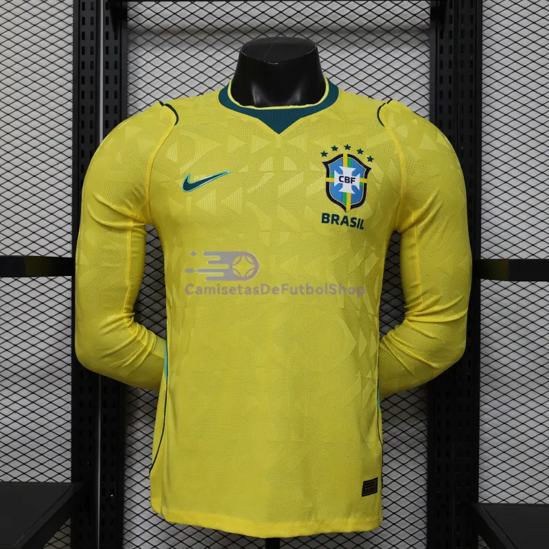 Camiseta Brasil Mundial 2026 1ª Equipación ML Amarillo (EDICIÓN JUGADOR)