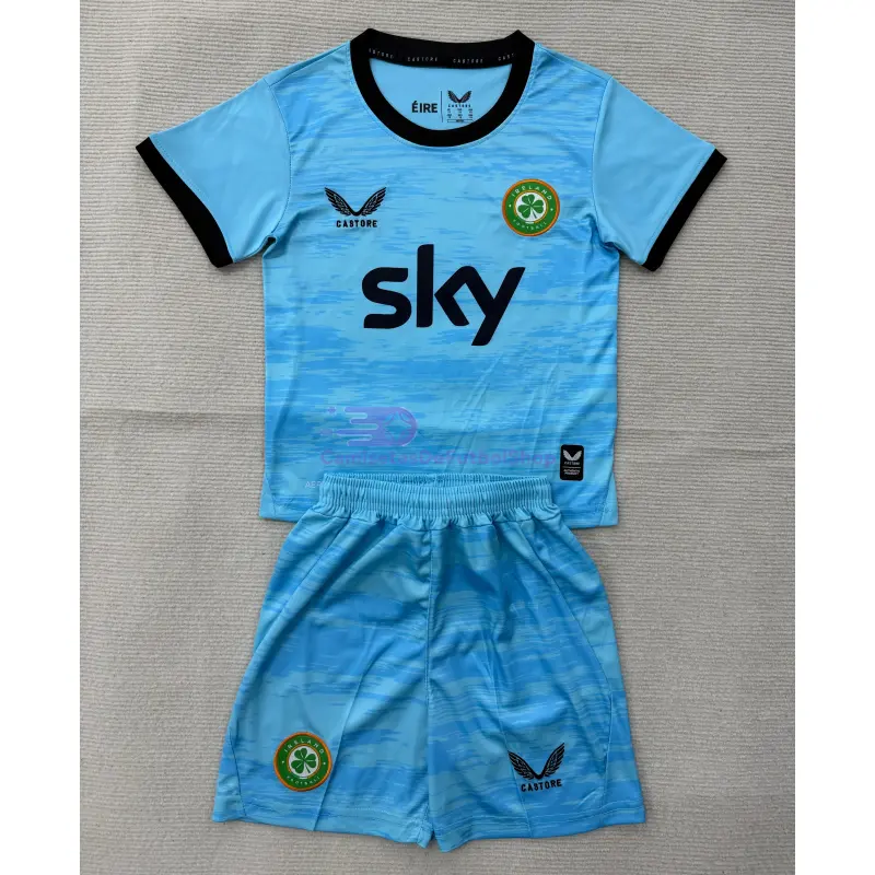 Camiseta de Portero Irland Mundial 2026 1ª Equipación Azul Niño Kit