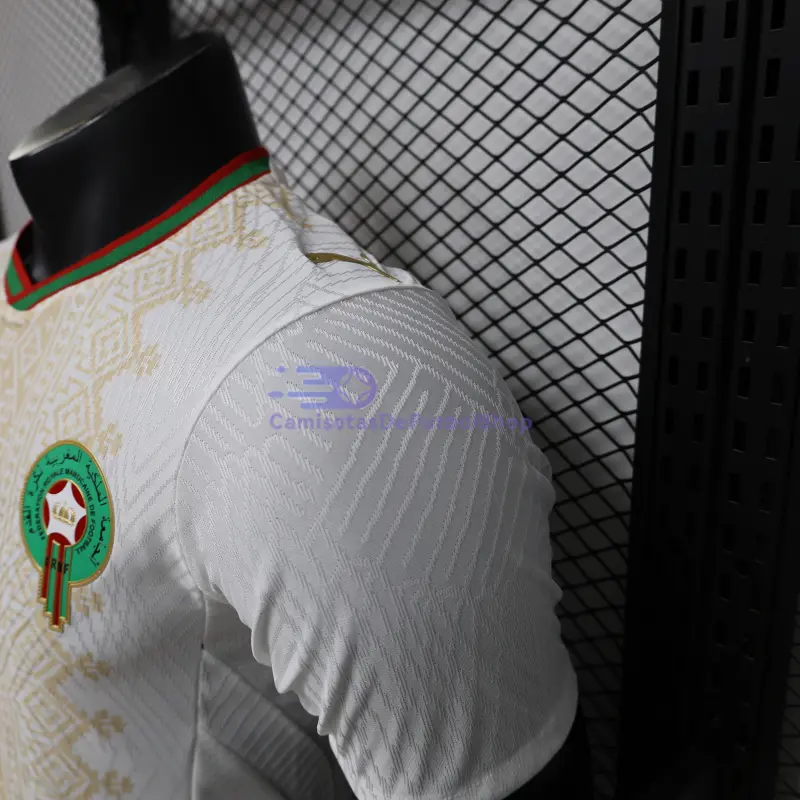 Camiseta Marruecos Mundial 2026 2ª Equipación Blanco/Oro (EDICIÓN JUGADOR)