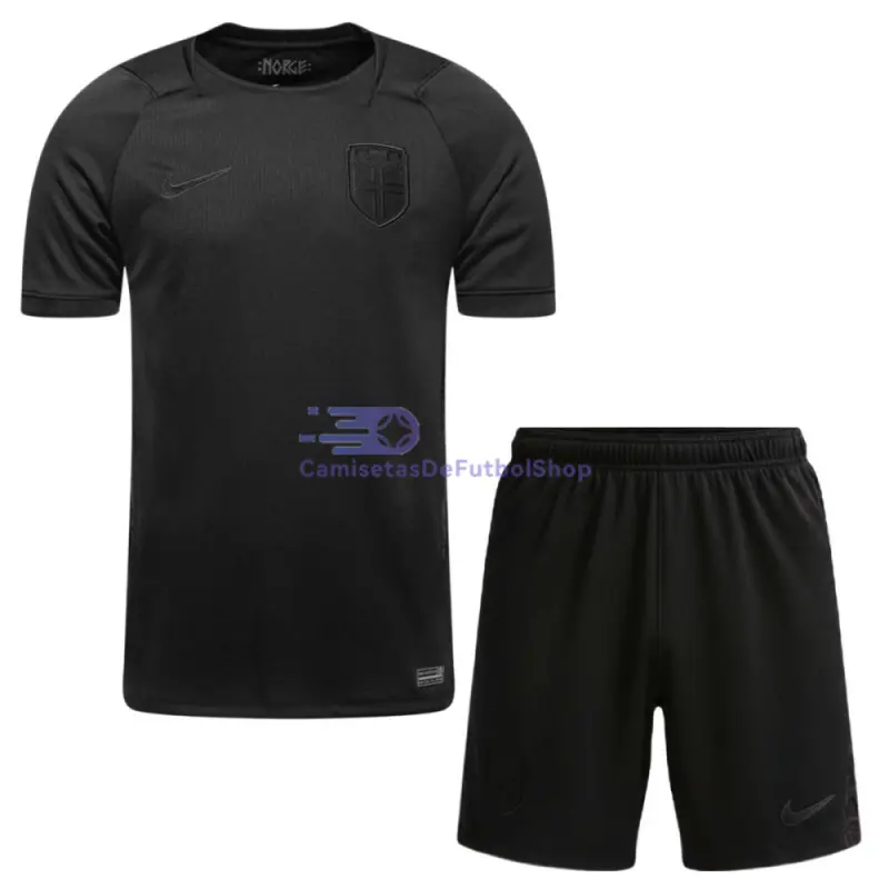 Camiseta Noruega Mundial 2026 2ª Equipación Negro Niño Kit