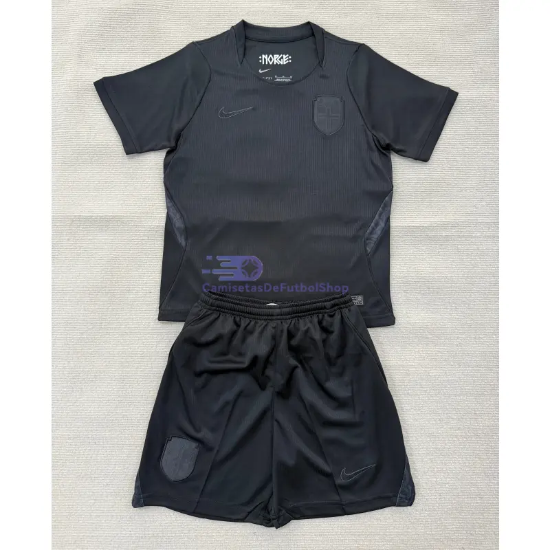 Camiseta Noruega Mundial 2026 2ª Equipación Negro Niño Kit