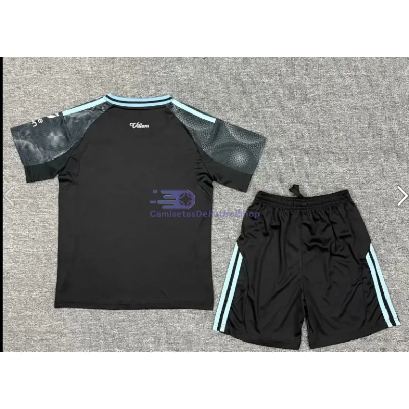 Camiseta Aston Villa 2025/2026 2ª Equipación Negro Niño Kit
