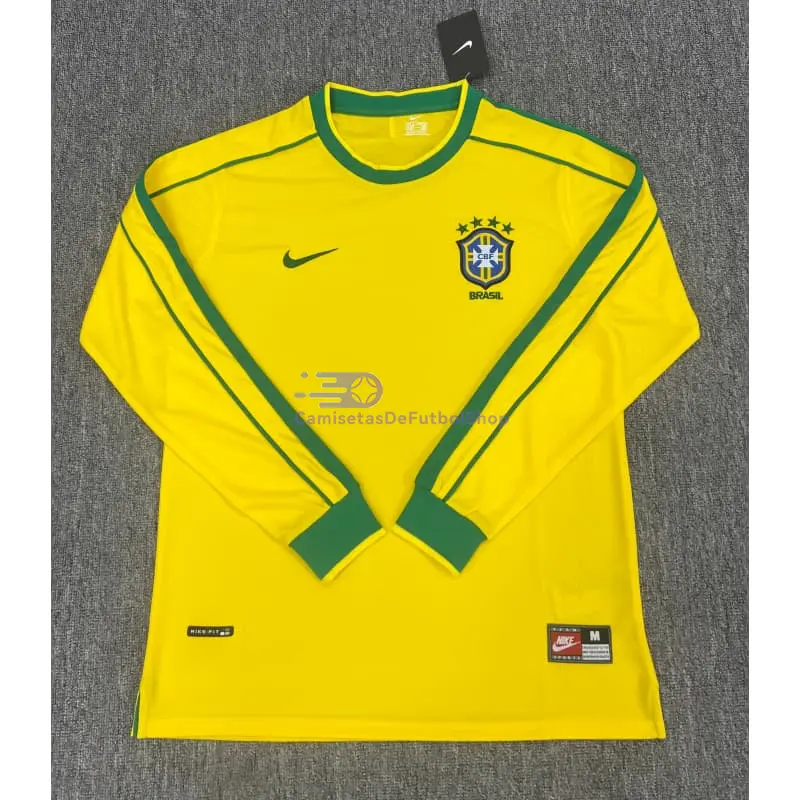 Camiseta Brasil 1998 1ª Equipación Retro ML Amarillo