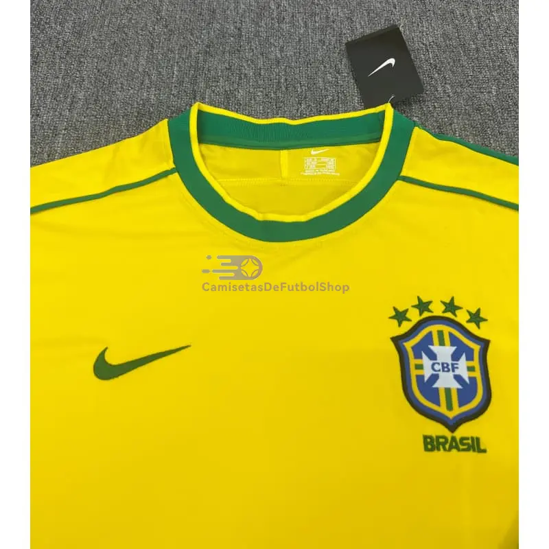 Camiseta Brasil 1998 1ª Equipación Retro ML Amarillo