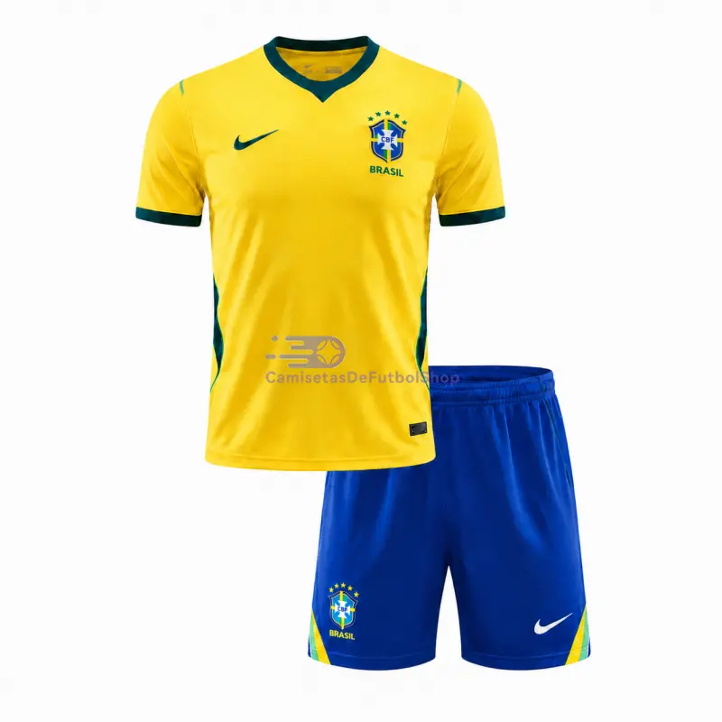 Camiseta Brasil Mundial 2026 1ª Equipación Amarillo Niño Kit