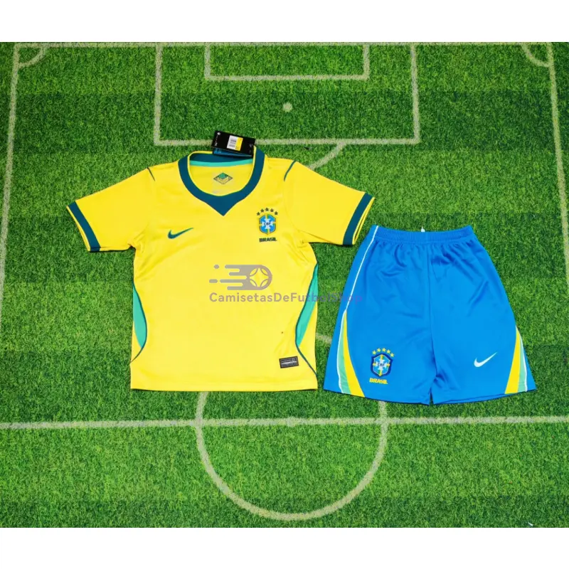 Camiseta Brasil Mundial 2026 1ª Equipación Amarillo Niño Kit
