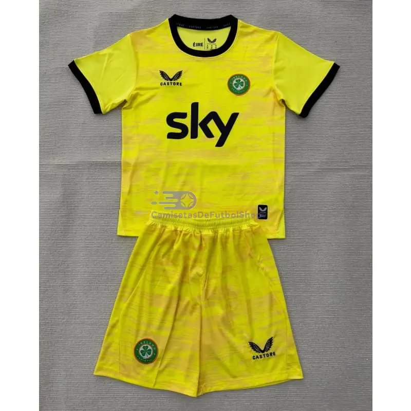 Camiseta de Portero Irland Mundial 2026 2ª Equipación Amarillo Niño Kit