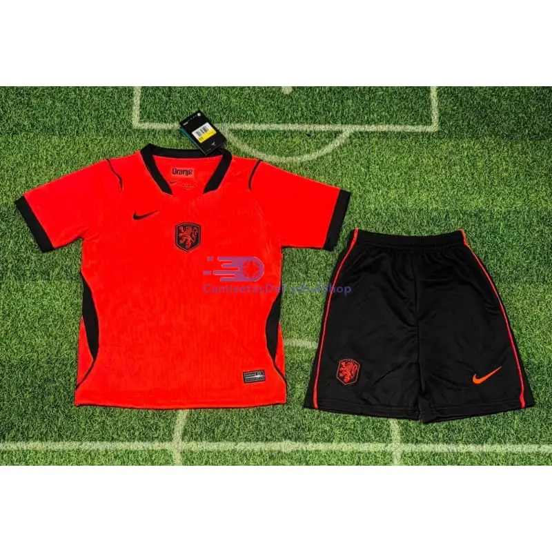 Camiseta Holanda Mundial 2026 1ª Equipación Naranja Niño Kit