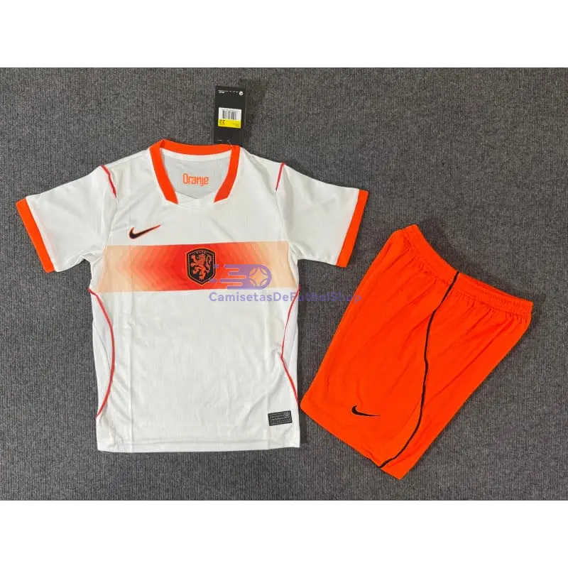 Camiseta Holanda Mundial 2026 2ª Equipación Blanco Niño Kit