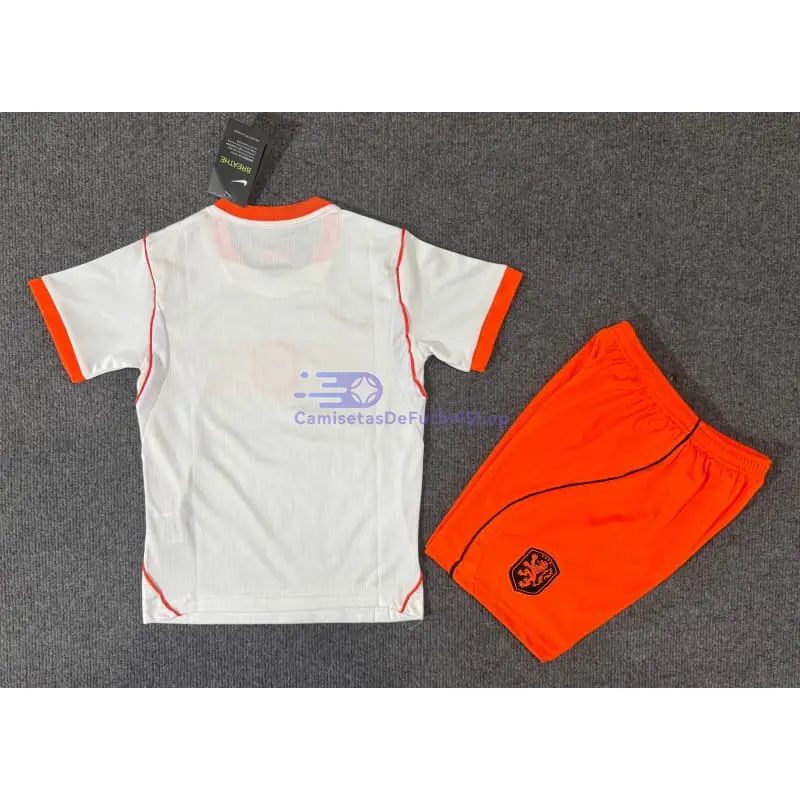 Camiseta Holanda Mundial 2026 2ª Equipación Blanco Niño Kit