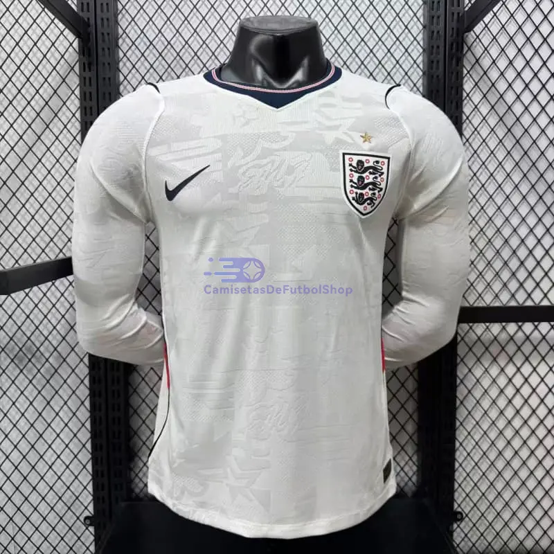 Camiseta Inglaterra Mundial 2026 1ª Equipación ML Blanco (EDICIÓN JUGADOR)