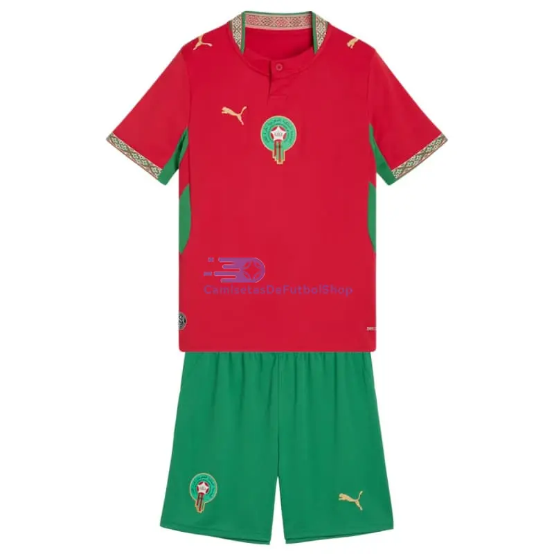 Camiseta Marruecos Mundial 2026 1ª Equipación Rojo Niño Kit