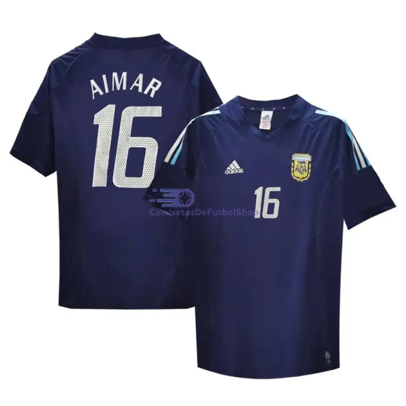 Camiseta Aimar 16 Argentina 2002 2ª Equipación Retro Azul Marino