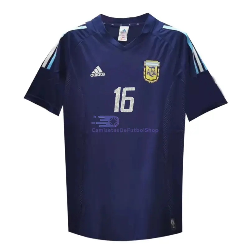 Camiseta Aimar 16 Argentina 2002 2ª Equipación Retro Azul Marino