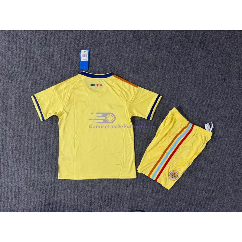 Camiseta Curacao Mundial 2026 2ª Equipación Amarillo Claro Niño Kit