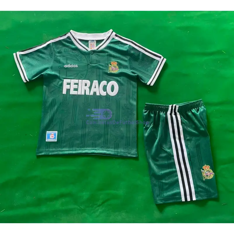 Camiseta Deportivo de La Coruña 1999/2000 2ª Equipación Retro Verde Niño Kit