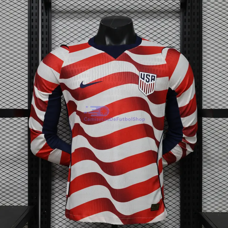Camiseta EE.UU Mundial 2026 1ª Equipación ML Rojo/Blanco (EDICIÓN JUGADOR)