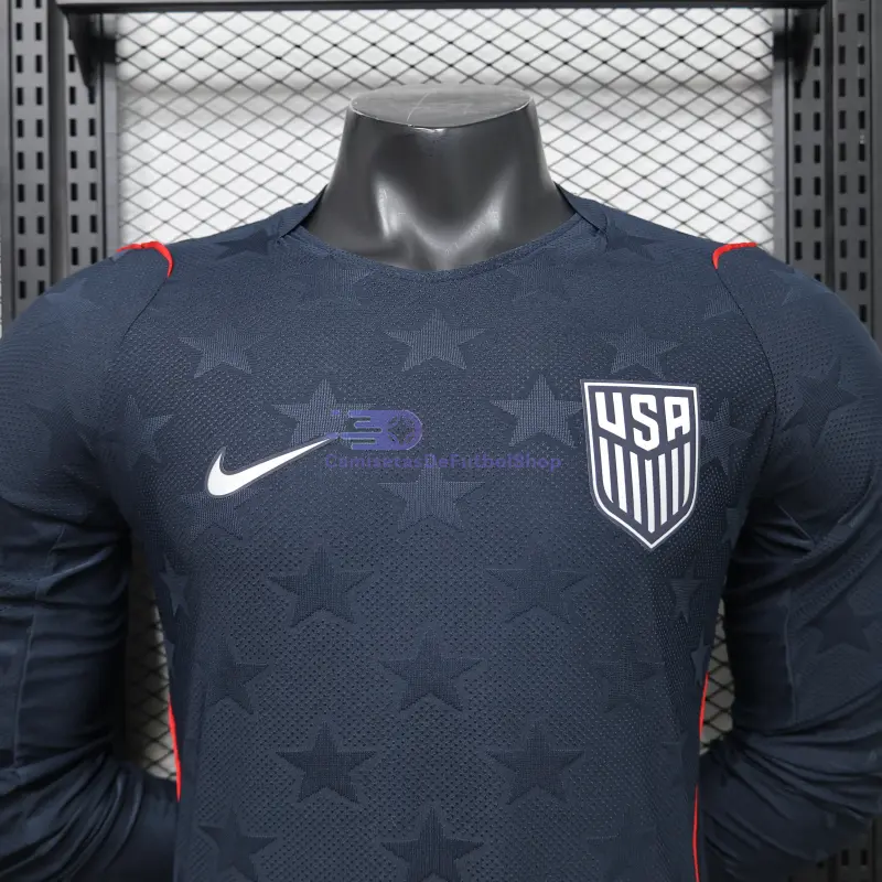 Camiseta EE.UU Mundial 2026 2ª Equipación ML Negro Obsidiana (EDICIÓN JUGADOR)