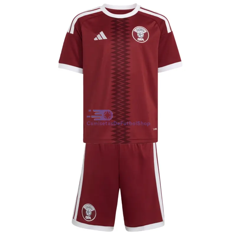 Camiseta Qatar Mundial 2026 1ª Equipación Rojo Niño Kit