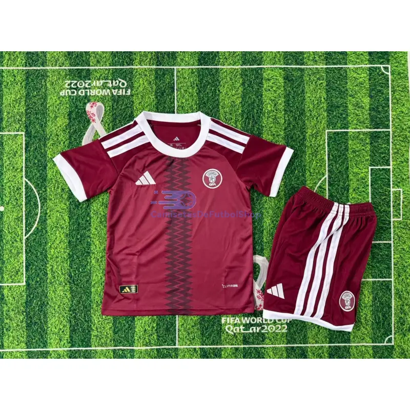 Camiseta Qatar Mundial 2026 1ª Equipación Rojo Niño Kit