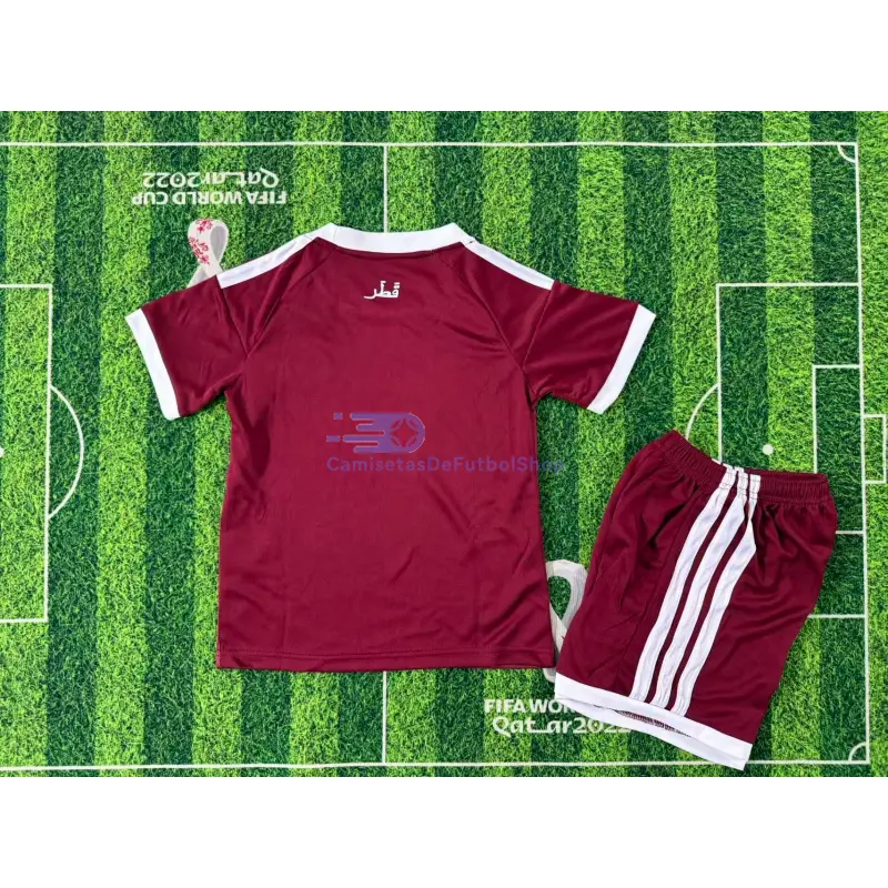 Camiseta Qatar Mundial 2026 1ª Equipación Rojo Niño Kit