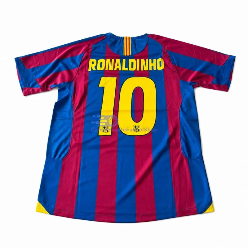 Camiseta RONALDINHO 10 Barcelona 1ª Equipación 2005/2006 Rojo/Azul Jornada Retro