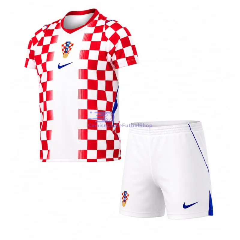 Camiseta Croacia Mundial 2026 1ª Equipación Rojo/Blanco Niño Kit